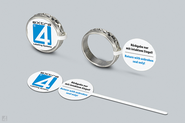 Dank runder Beschriftungsflächen ideal für Verlobungs- und Trauringe Per Digitaldruck zum Fixpreis farbig individualsierbares Schlaufen-Etikett Ref.-Nr. 95 1774IR JY1 mit Sicherheits-Plus