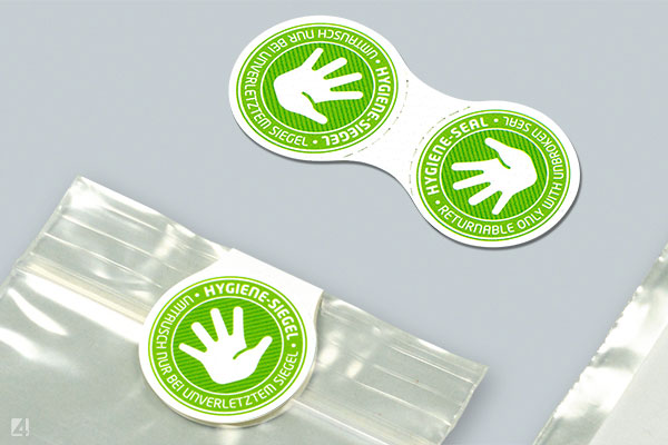 Sicherheitsetikett Dentaltechnik tamper-proof label, dental technology trader