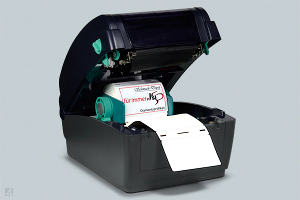 card labels in a label printer jewelry certificates in a label printer