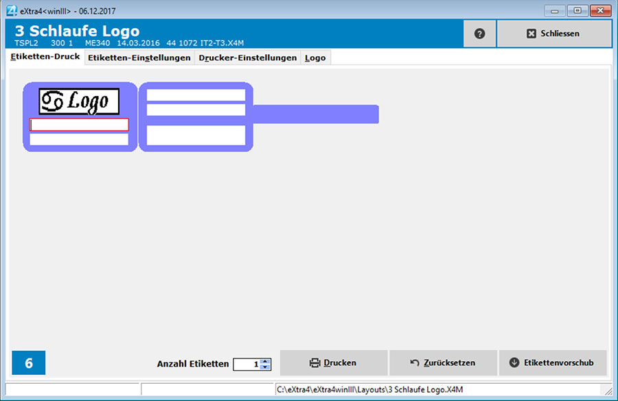 Fenster etikettendruck-software extra4 Integration Logo in Etikett Fenster etikettendruck-software extra4 Integration Logo in Etikett