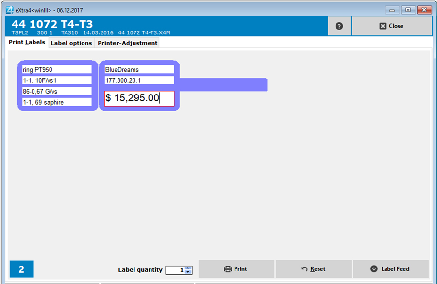 Window label printing software extra4 Label data in data entry mask Window label printing software extra4 Label data in data entry mask