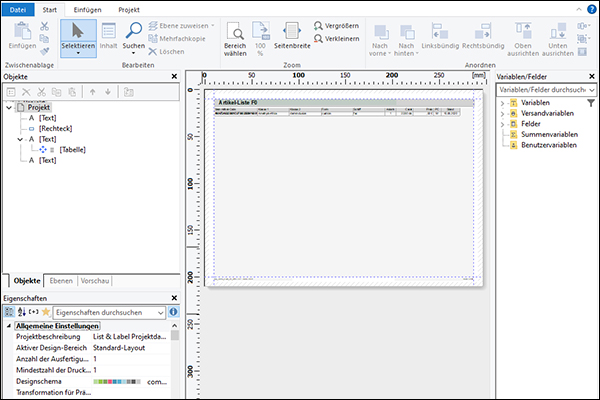 Messebeschickung Report Designer 01 Listendruck lyte