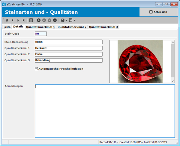 Klassifizierung von Edelsteinen mit der Software eXtra4<gemID> Klassifizierung von Edelsteinen mit der Software eXtra4<gemID>